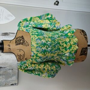 THML/Anthropologie Floral Smocked Blouse Size XS